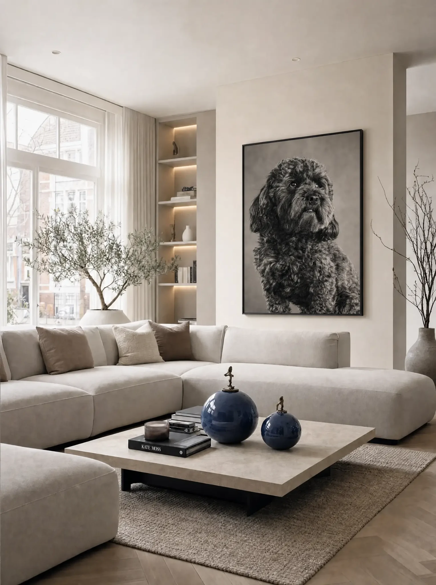 A Hound Town portrait integrated into an elegant living space